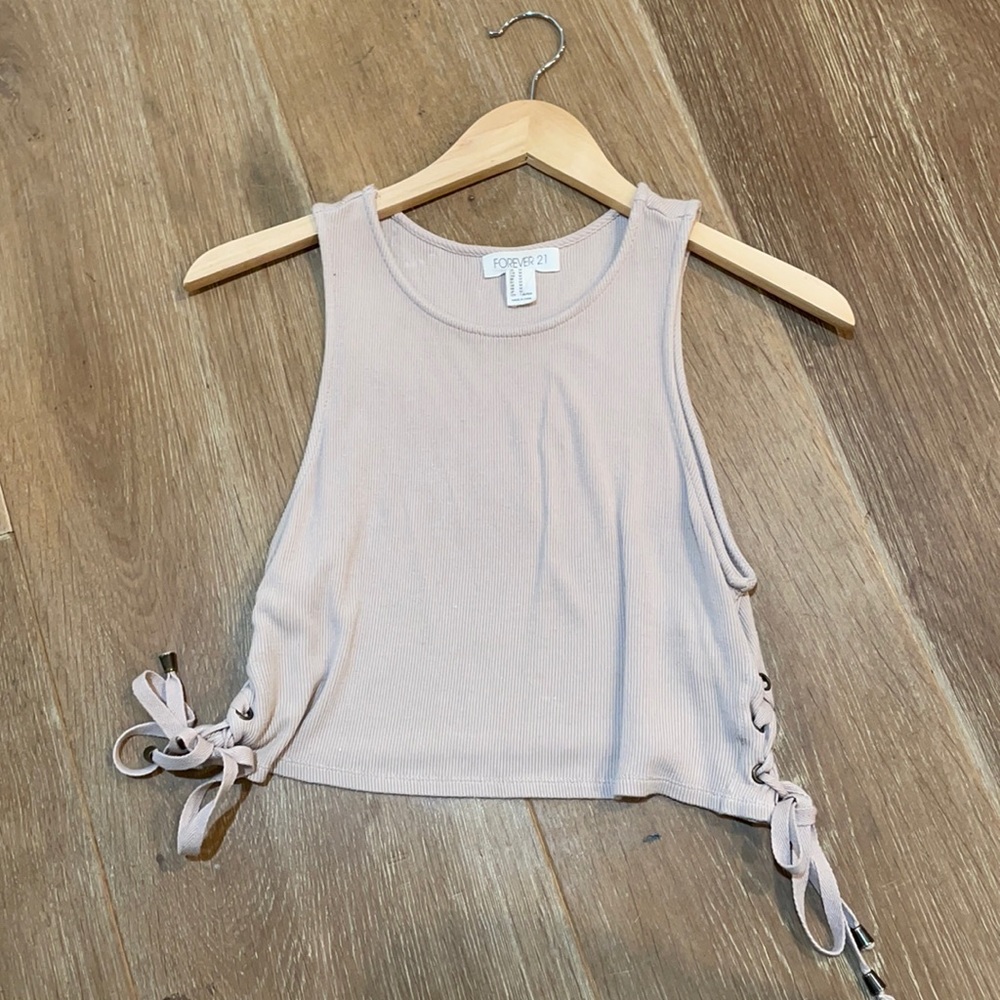 Ribbed Crop Top with side strings